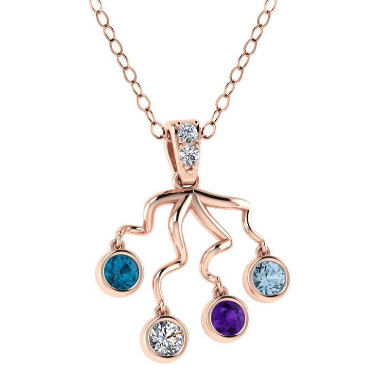 Tree Branch Birthstone Pendant 14K Rose Gold - Thenetjeweler