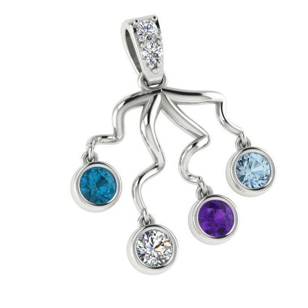 Four Birthstone Necklace 14K Gold - Thenetjeweler