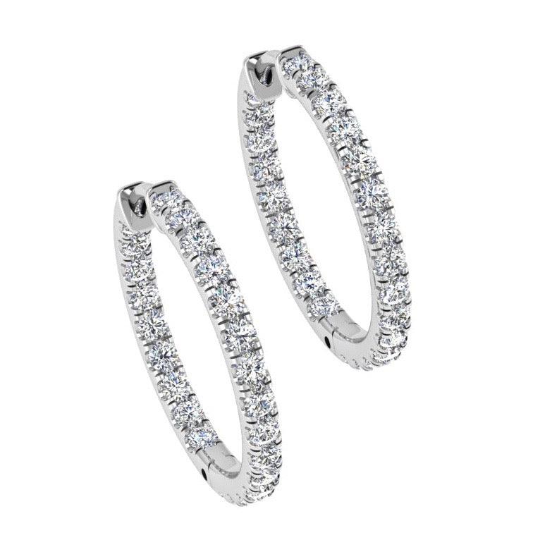Inside Outside Diamond Hoop Earrings 18K Gold (4.40 ct. tw) - Thenetjeweler