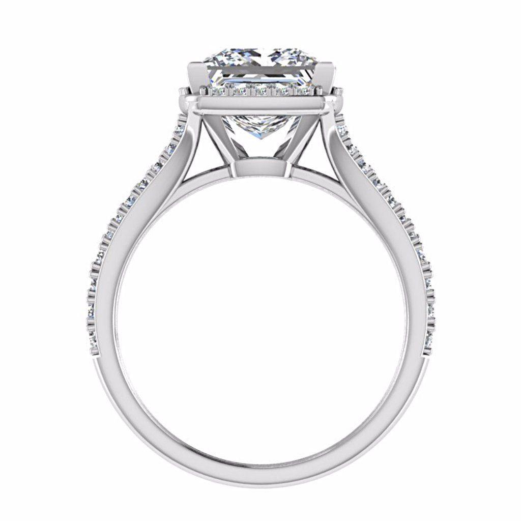 Princess Cut Halo Split Shank Engagement Ring - Thenetjeweler