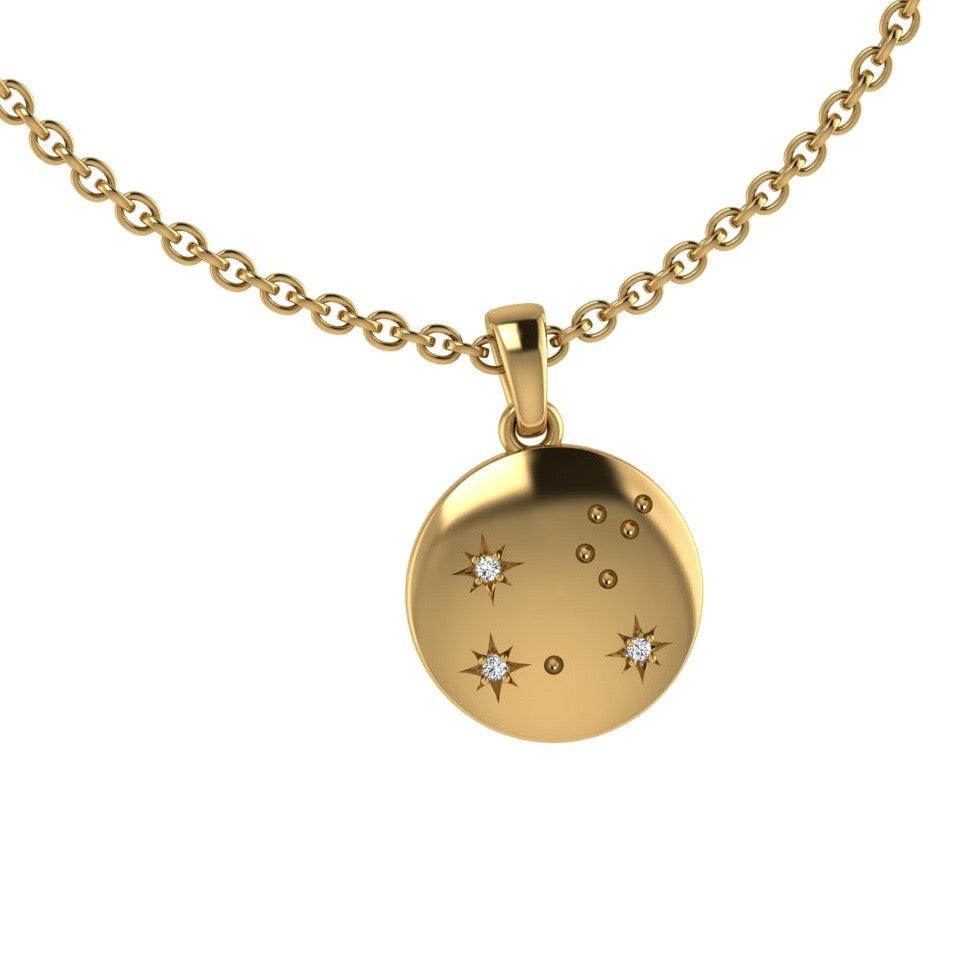 Leo Zodiac Constellation Pendant with Diamonds 10K Gold - Thenetjeweler