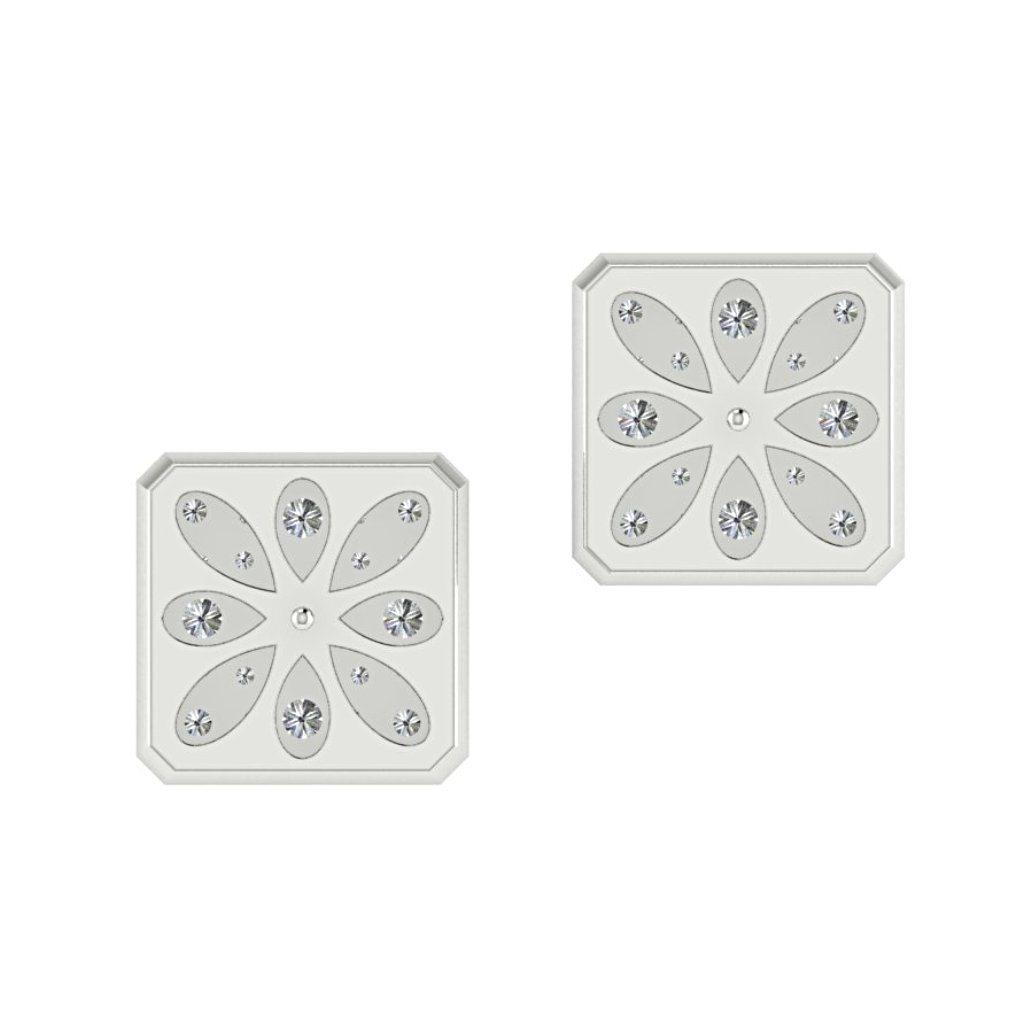 Square Diamond Earrings 18K White Gold - Thenetjeweler