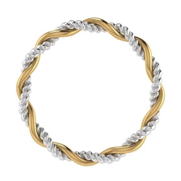 Two Tone Twisted Ring 18K Gold - Thenetjeweler