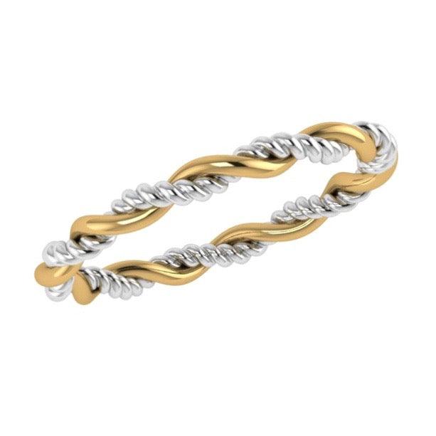 Two Tone Twisted Ring 18K Gold - Thenetjeweler