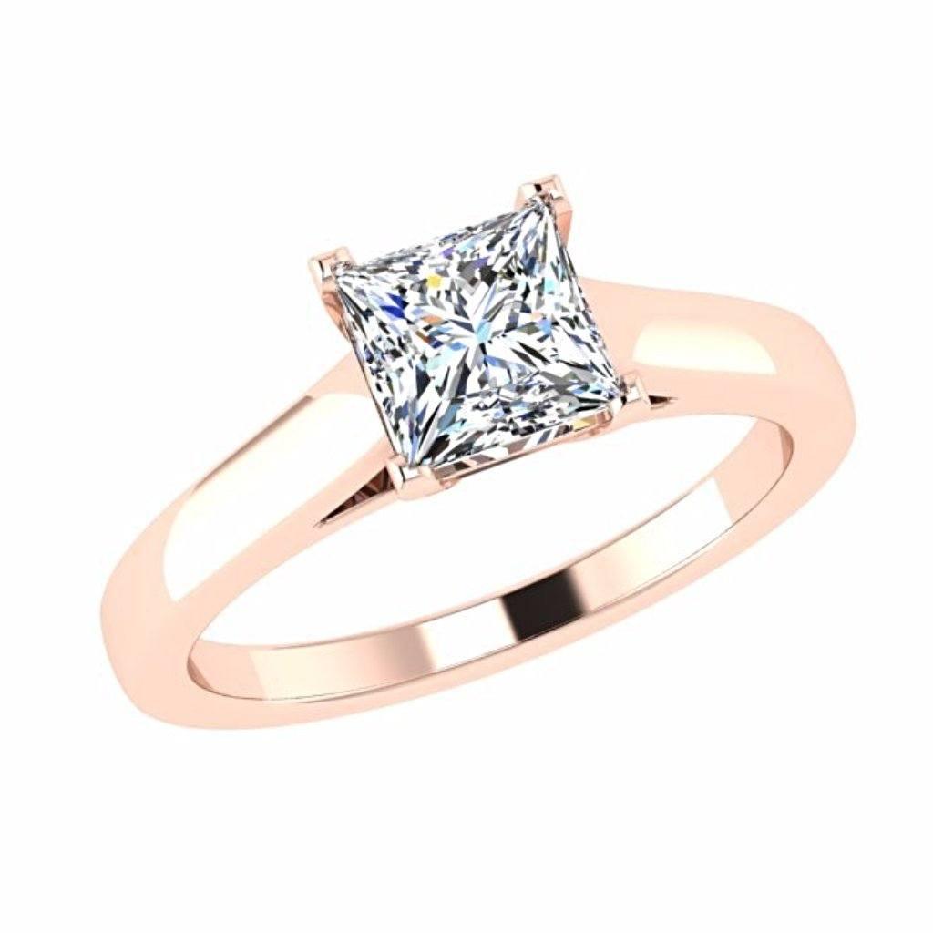 Princess Cut Solitaire Diamond Engagement Ring 18K Gold - Thenetjeweler