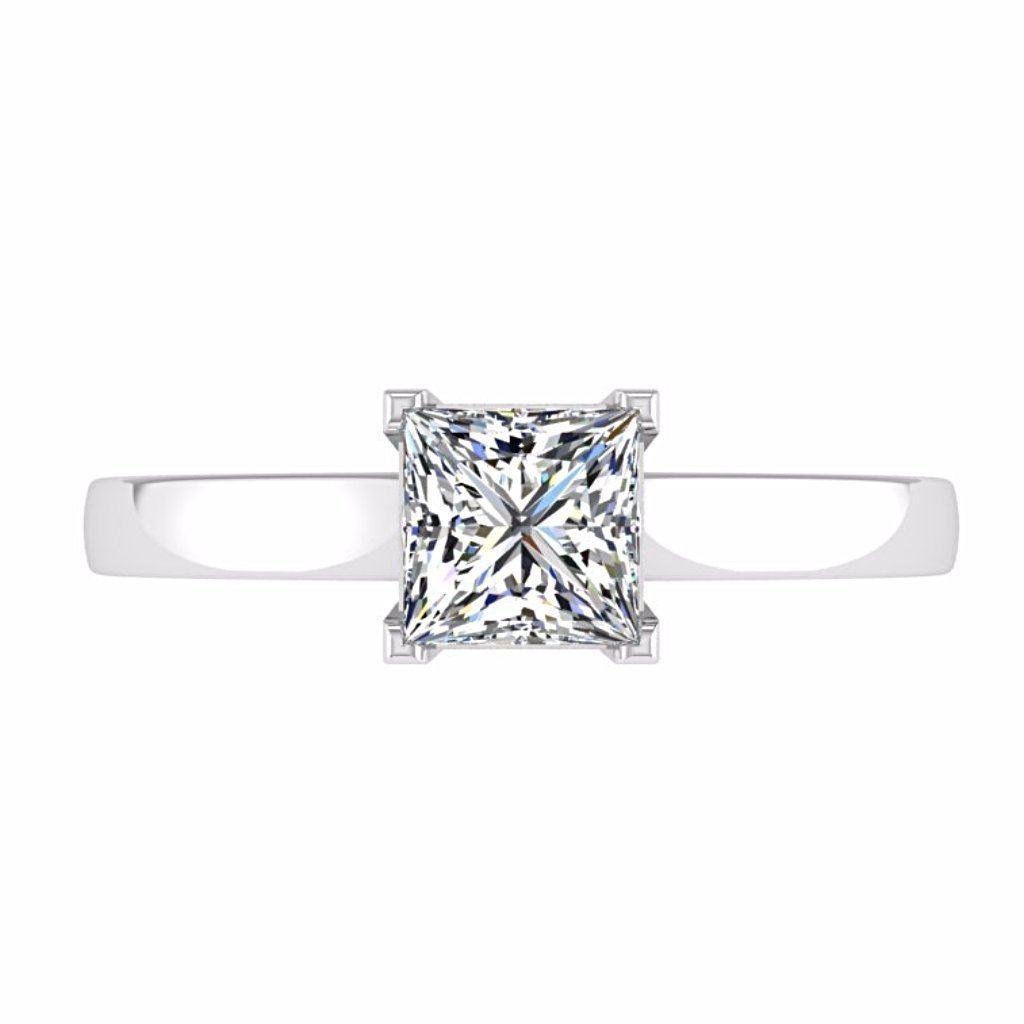 Princess Cut Solitaire Diamond Engagement Ring 18K Gold - Thenetjeweler
