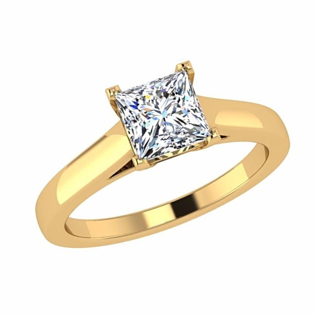 Princess Cut Solitaire Diamond Engagement Ring 18K Gold - Thenetjeweler