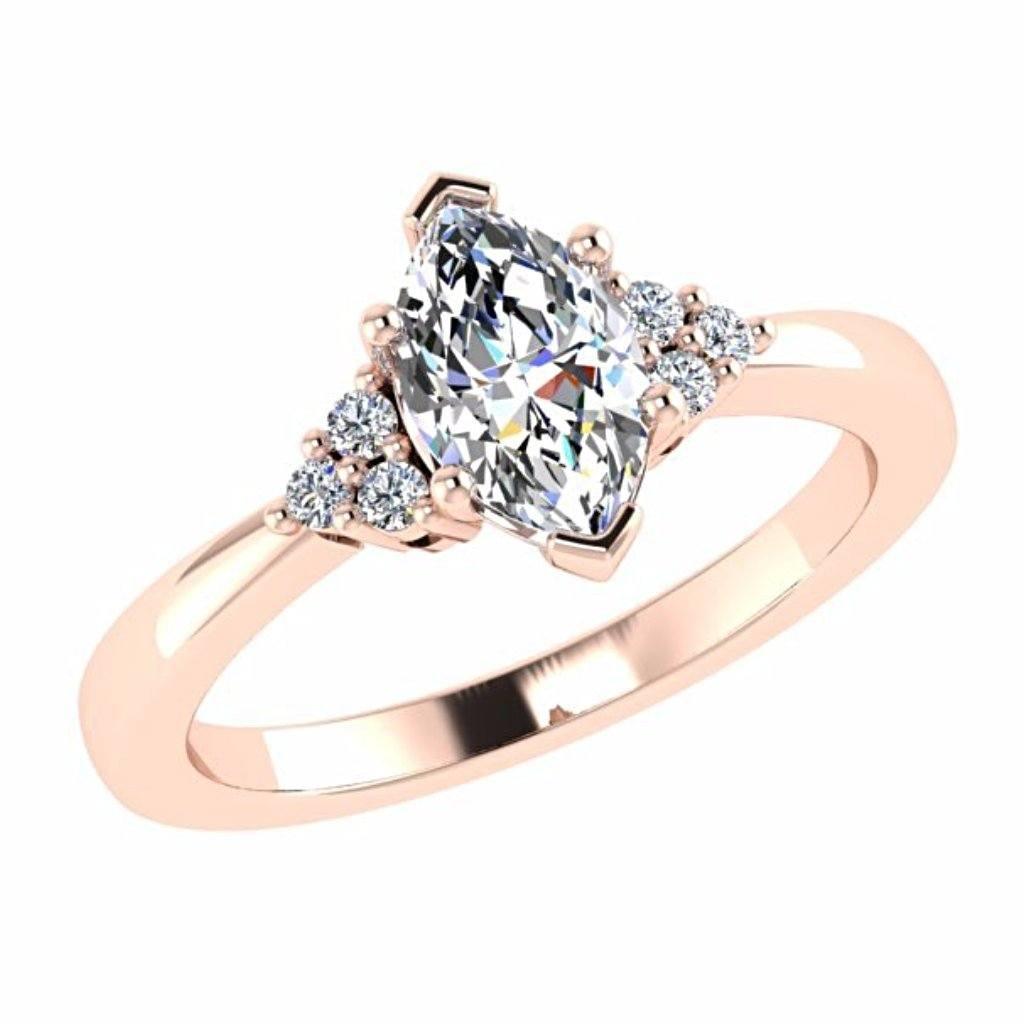 Marquise Diamond Engagement Ring with Side Stone 18K Gold - Thenetjeweler