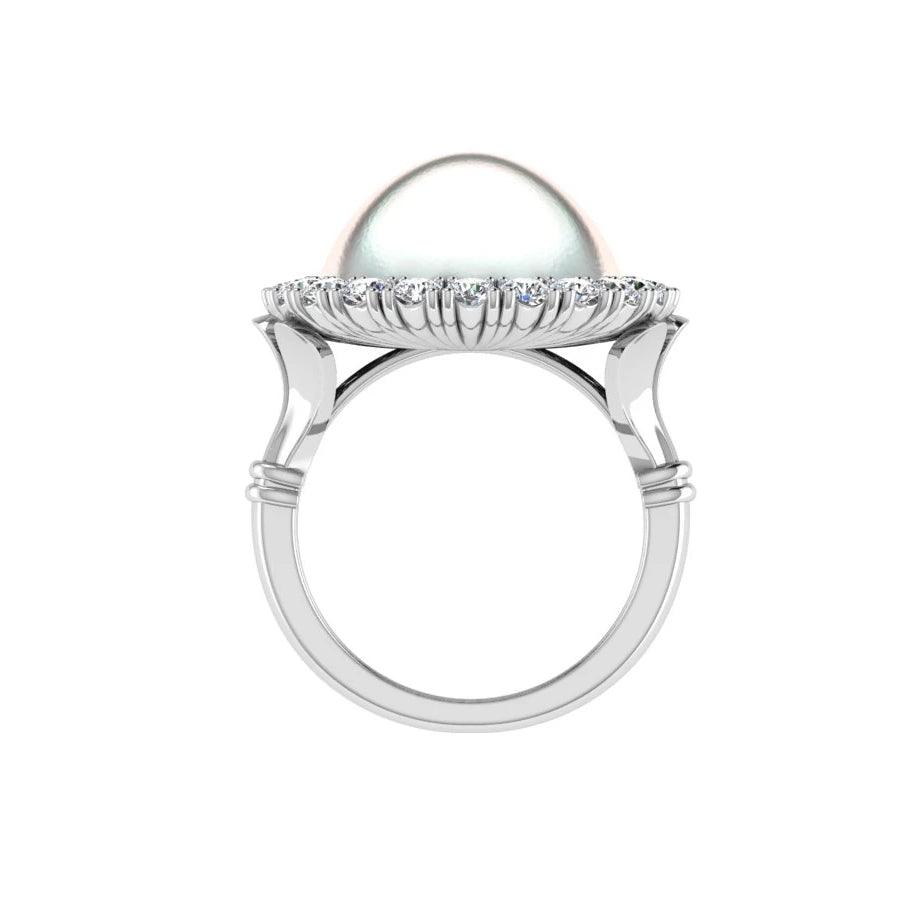 Mabe Pearl Diamond Halo Ring - Thenetjeweler