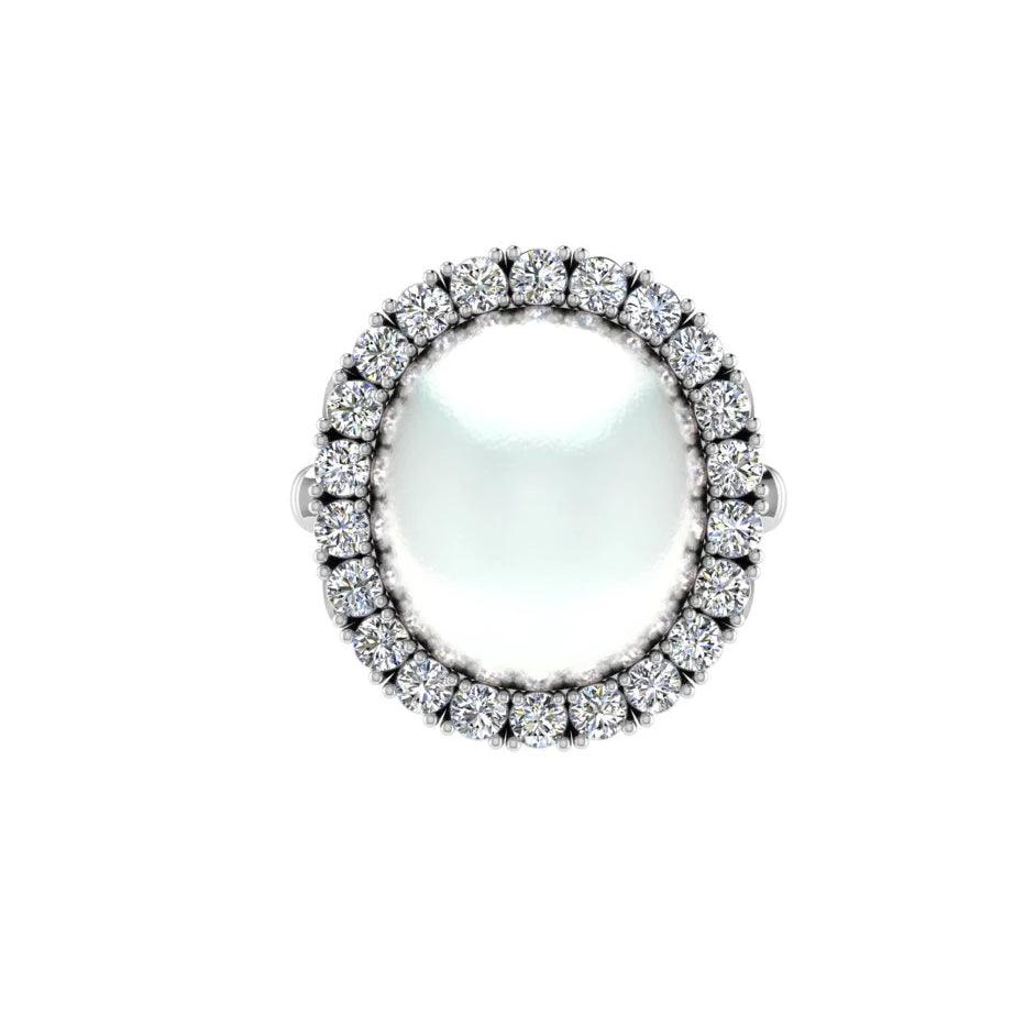 Mabe Pearl Diamond Halo Ring - Thenetjeweler
