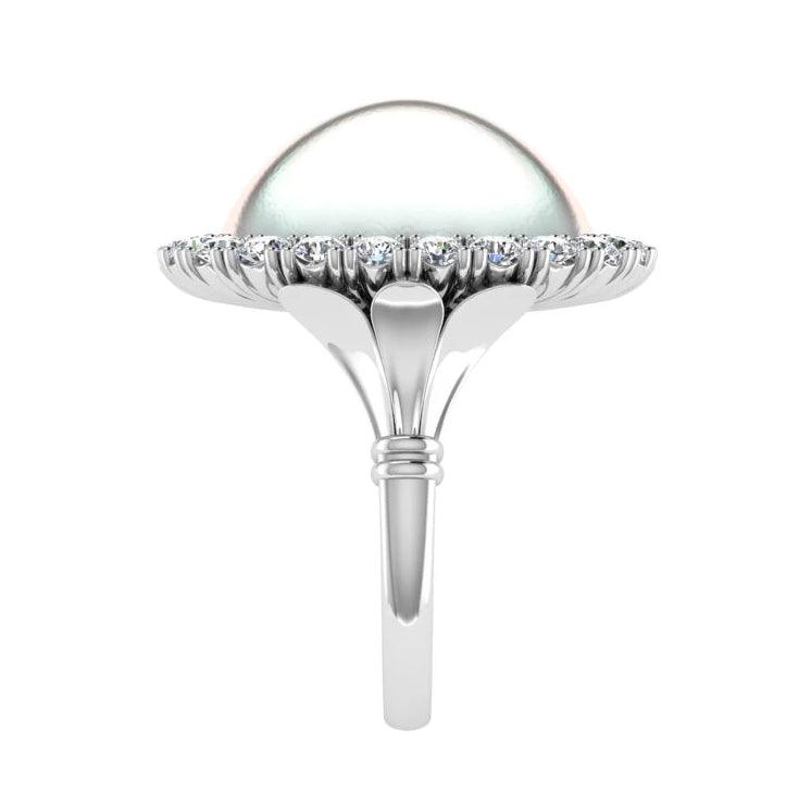 Mabe Pearl Diamond Halo Ring - Thenetjeweler