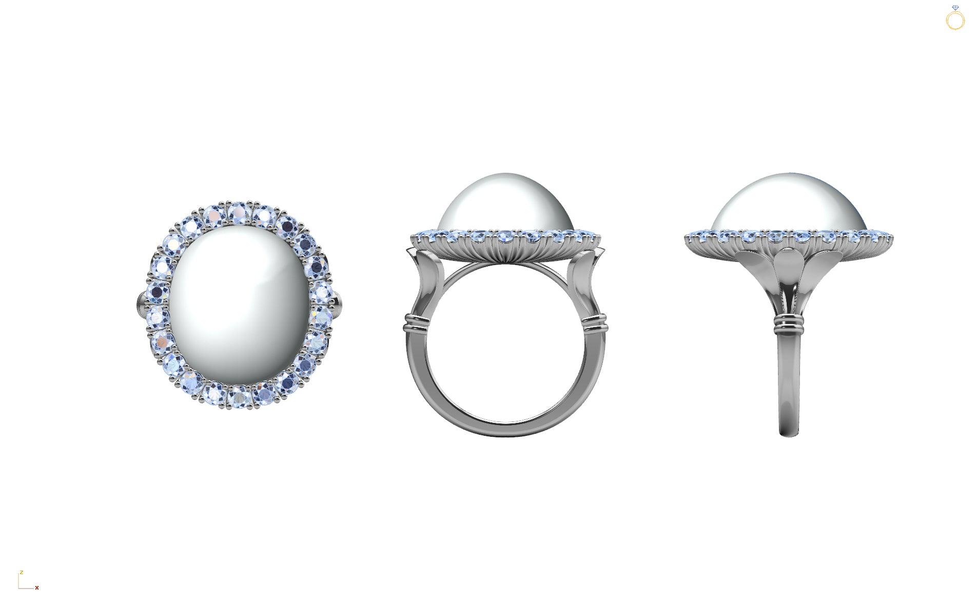 Mabe Pearl Diamond Halo Ring - Thenetjeweler