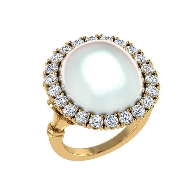 Mabe Pearl Diamond Halo Ring - Thenetjeweler