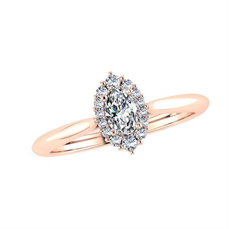 Oval Diamond Cluster Engagement Ring 0.18 carat TW - Thenetjeweler