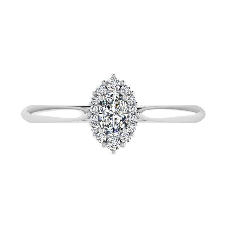 Oval Diamond Cluster Engagement Ring 0.18 carat TW - Thenetjeweler
