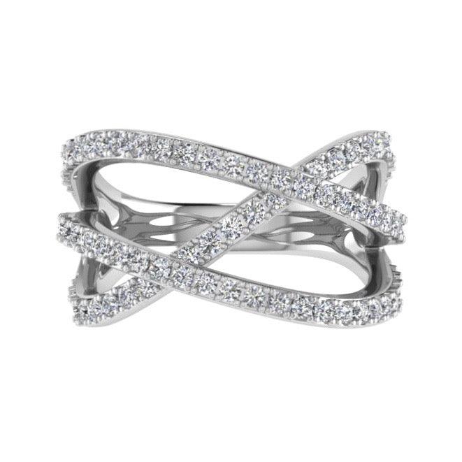 3 Way Diamond Crossover Ring 14K Gold (0.60 ct.tw.) - Thenetjeweler