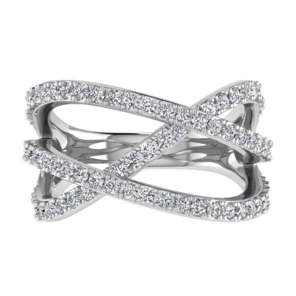 3 Way Diamond Crossover Ring 14K Gold - Thenetjeweler