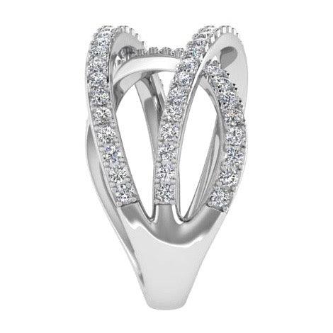 3 Way Diamond Crossover Ring 14K Gold (0.60 ct.tw.) - Thenetjeweler