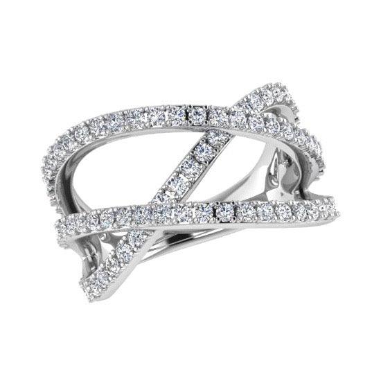 3 Way Diamond Crossover Ring 14K Gold (0.60 ct.tw.) - Thenetjeweler