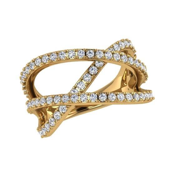 3 Way Diamond Crossover Ring 14K Gold (0.60 ct.tw.) - Thenetjeweler