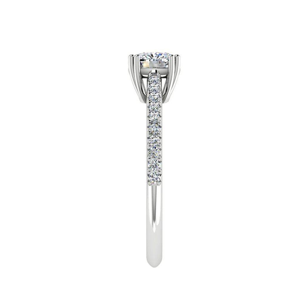 Cushion Diamond Engagement Ring Side Stones 18K Gold (0.16 ct. tw.) - Thenetjeweler