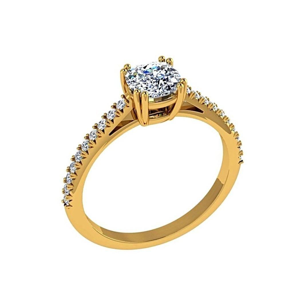 Cushion Diamond Engagement Ring Side Stones 18K Gold (0.16 ct. tw.) - Thenetjeweler