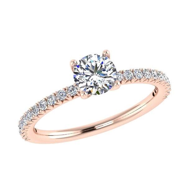 Round Diamond Engagement Ring with Side Stones 18K Gold (0.22 ct. tw) - Thenetjeweler