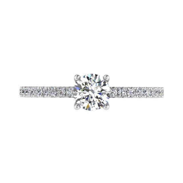 Round Diamond Engagement Ring with Side Stones 18K Gold (0.22 ct. tw) - Thenetjeweler