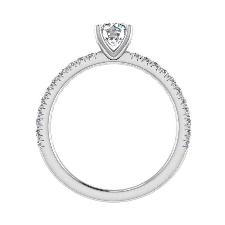 Round Diamond Engagement Ring with Side Stones 18K Gold (0.22 ct. tw) - Thenetjeweler