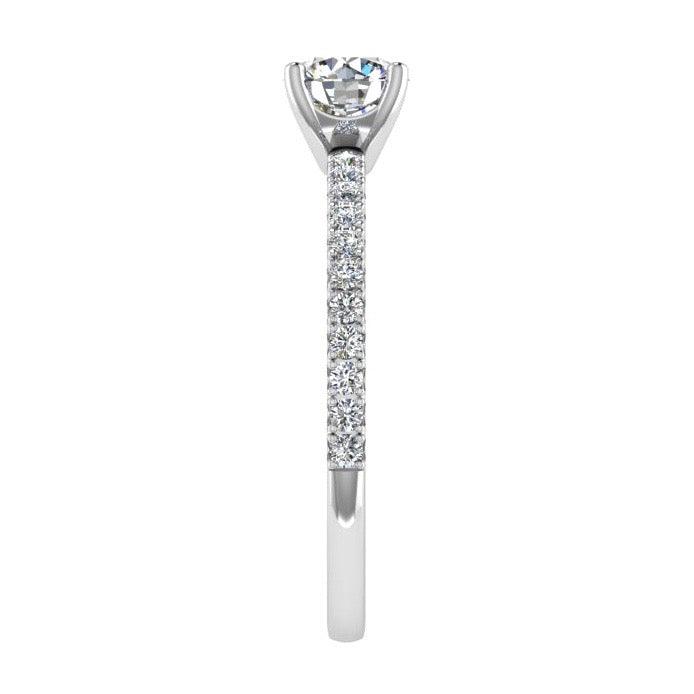 Round Diamond Engagement Ring with Side Stones 18K Gold (0.22 ct. tw) - Thenetjeweler