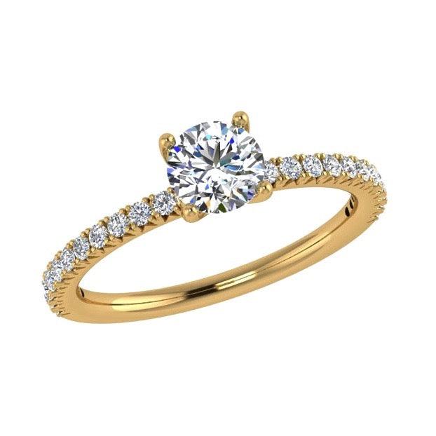 Round Diamond Engagement Ring with Side Stones 18K Gold (0.22 ct. tw) - Thenetjeweler