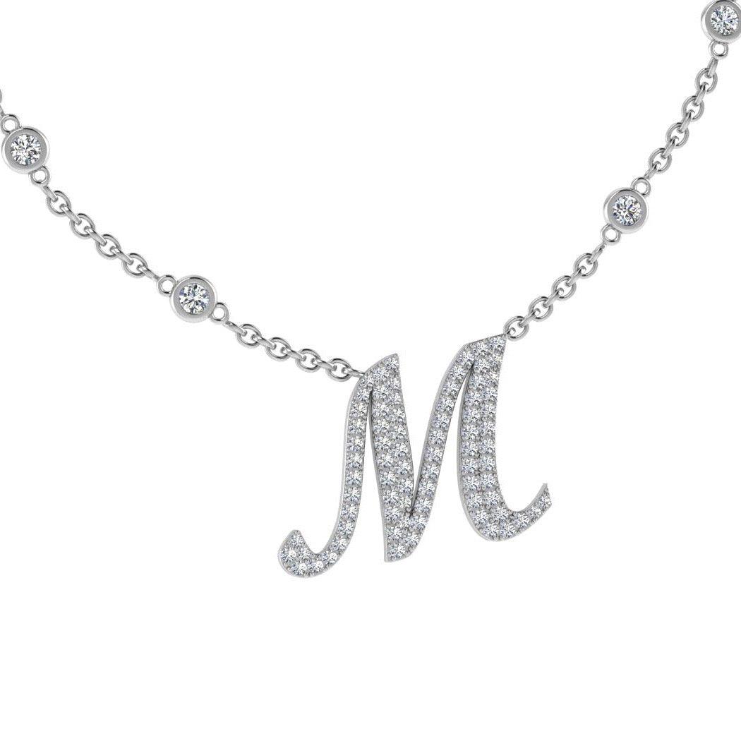 Diamond Initial Pendant Necklace 18K Gold (0.67 CT. TW) - Thenetjeweler