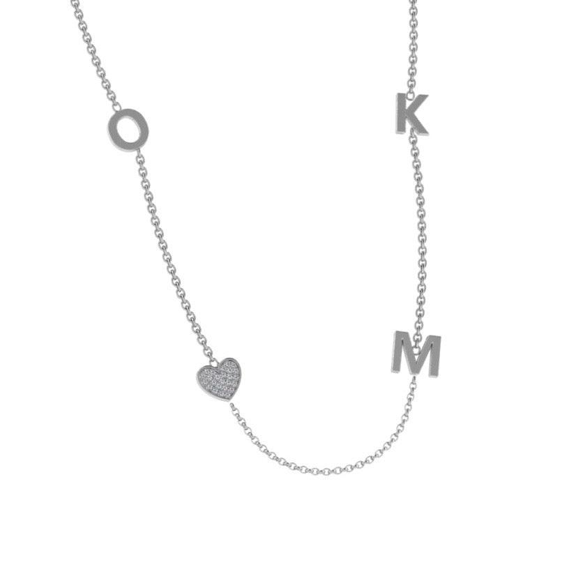 Initial Charm Necklace with Diamonds - Thenetjeweler