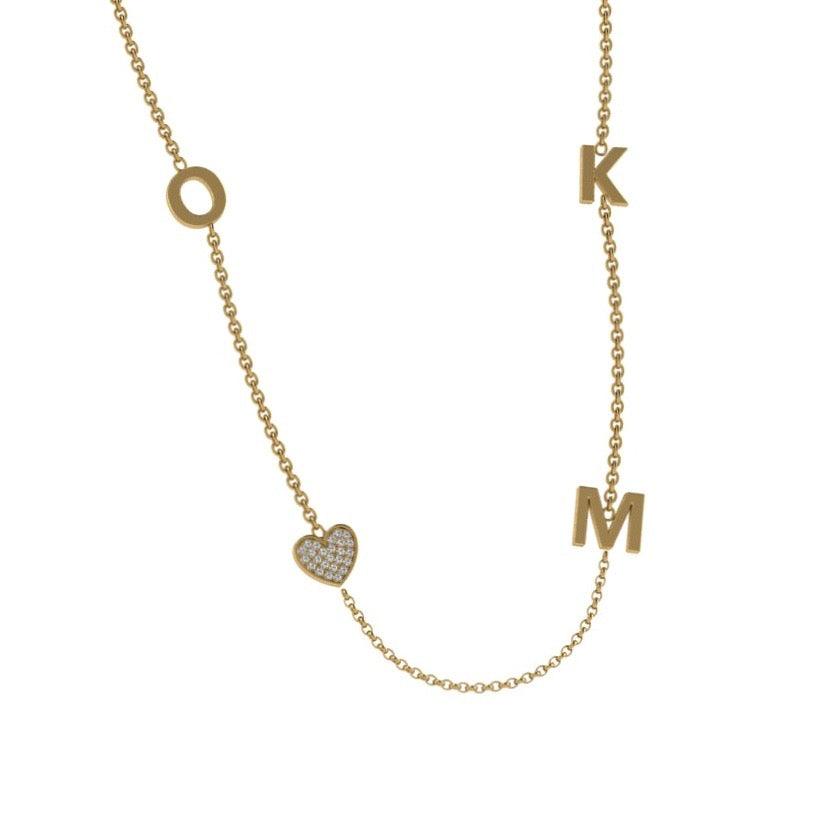 Initial Charm Necklace with Diamonds - Thenetjeweler