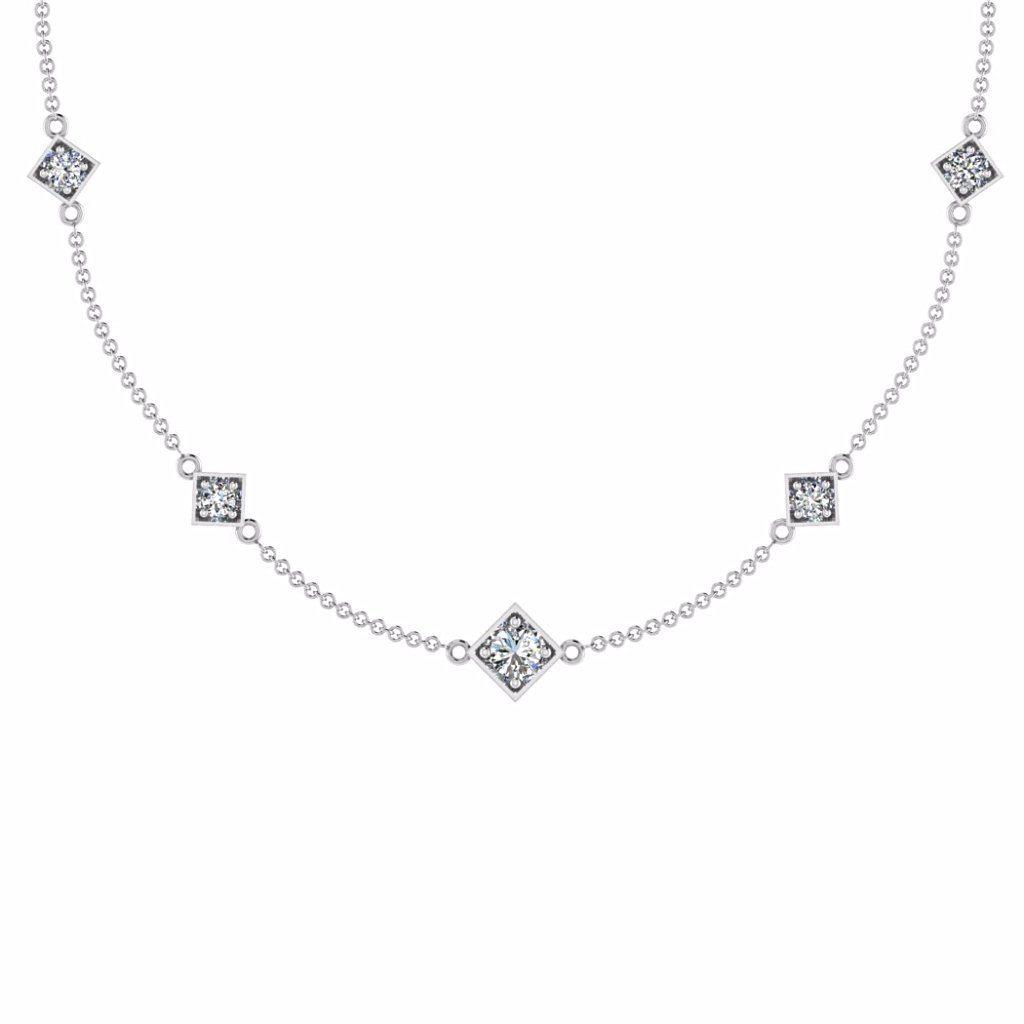 Square Setting Diamond-by-the-Yard Necklace 14K Gold - Thenetjeweler