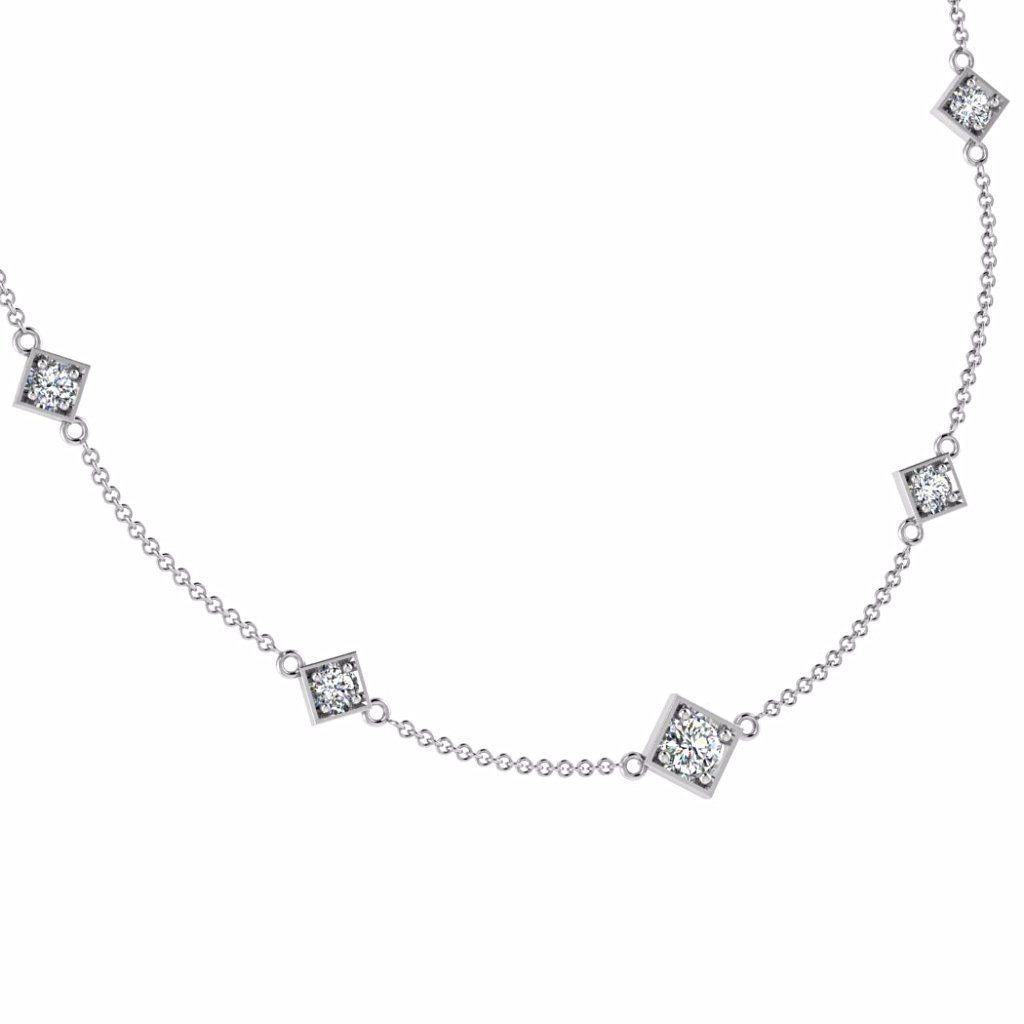 Square Setting Diamond-by-the-Yard Necklace 14K Gold - Thenetjeweler