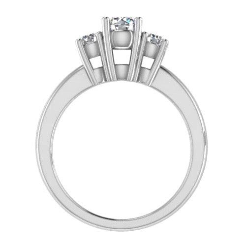 Round Three Stone Diamond Engagement Ring 18K Gold (0.15 ct. tw) - Thenetjeweler