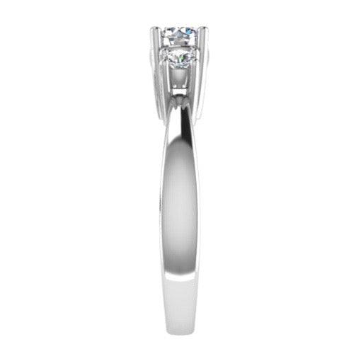 Round Three Stone Diamond Engagement Ring 18K Gold (0.15 ct. tw) - Thenetjeweler