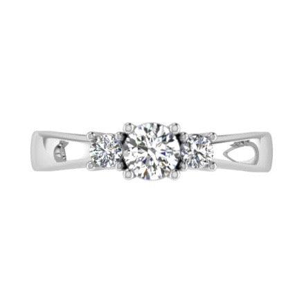 Round Three Stone Diamond Engagement Ring 18K Gold (0.15 ct. tw) - Thenetjeweler