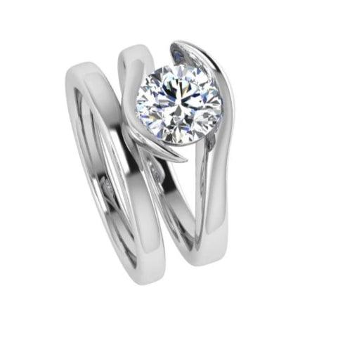 Round Diamond Solitaire Engagement Ring and Wedding Band Set - Thenetjeweler