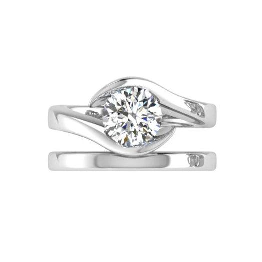 Round Diamond Solitaire Engagement Ring and Wedding Band Set - Thenetjeweler