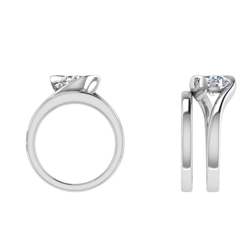 Round Diamond Solitaire Engagement Ring and Wedding Band Set - Thenetjeweler