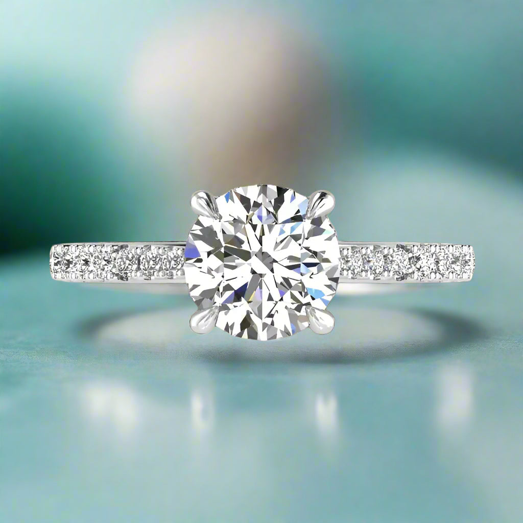 Round Diamond Side Stone Engagement Ring (0.26 ct. tw) - Thenetjeweler