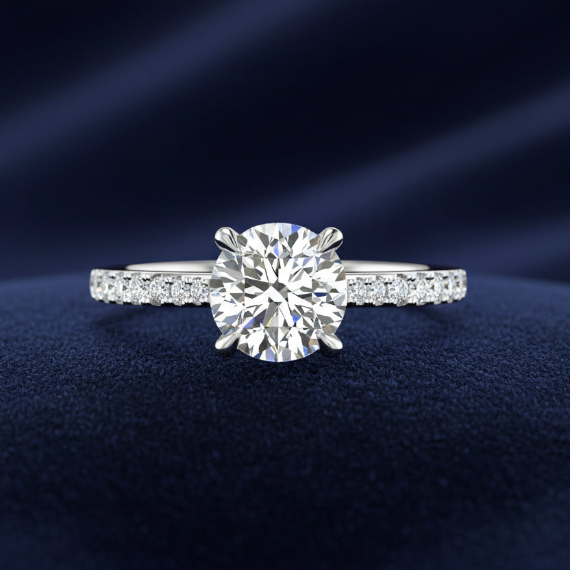 Round Diamond Side Stone Engagement Ring (0.26 ct. tw) - Thenetjeweler