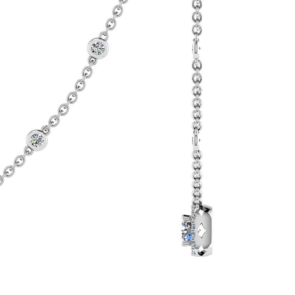Cushion Halo Diamonds By The Yard Necklace 18K Gold - Thenetjeweler