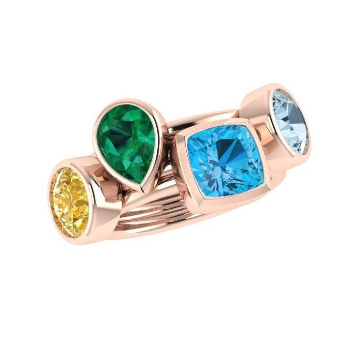 Birthstone Stacking Rings Gold - Thenetjeweler