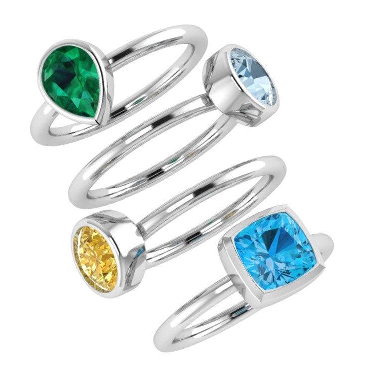 Birthstone Stacking Rings Gold - Thenetjeweler