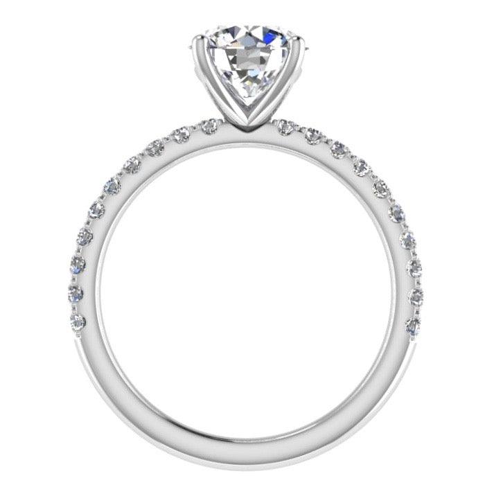 Round Diamond Engagement Ring with Side Stones 18K Gold (0.25 ct. tw) - Thenetjeweler