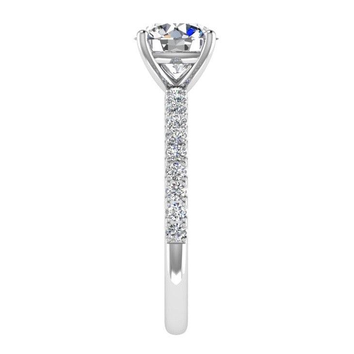 Round Diamond Engagement Ring with Side Stones 18K Gold (0.25 ct. tw) - Thenetjeweler