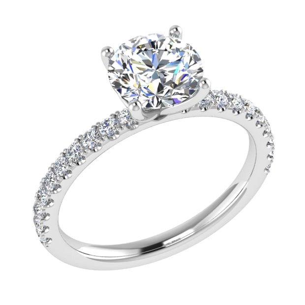 Round Diamond Engagement Ring with Side Stones 18K Gold (0.25 ct. tw) - Thenetjeweler